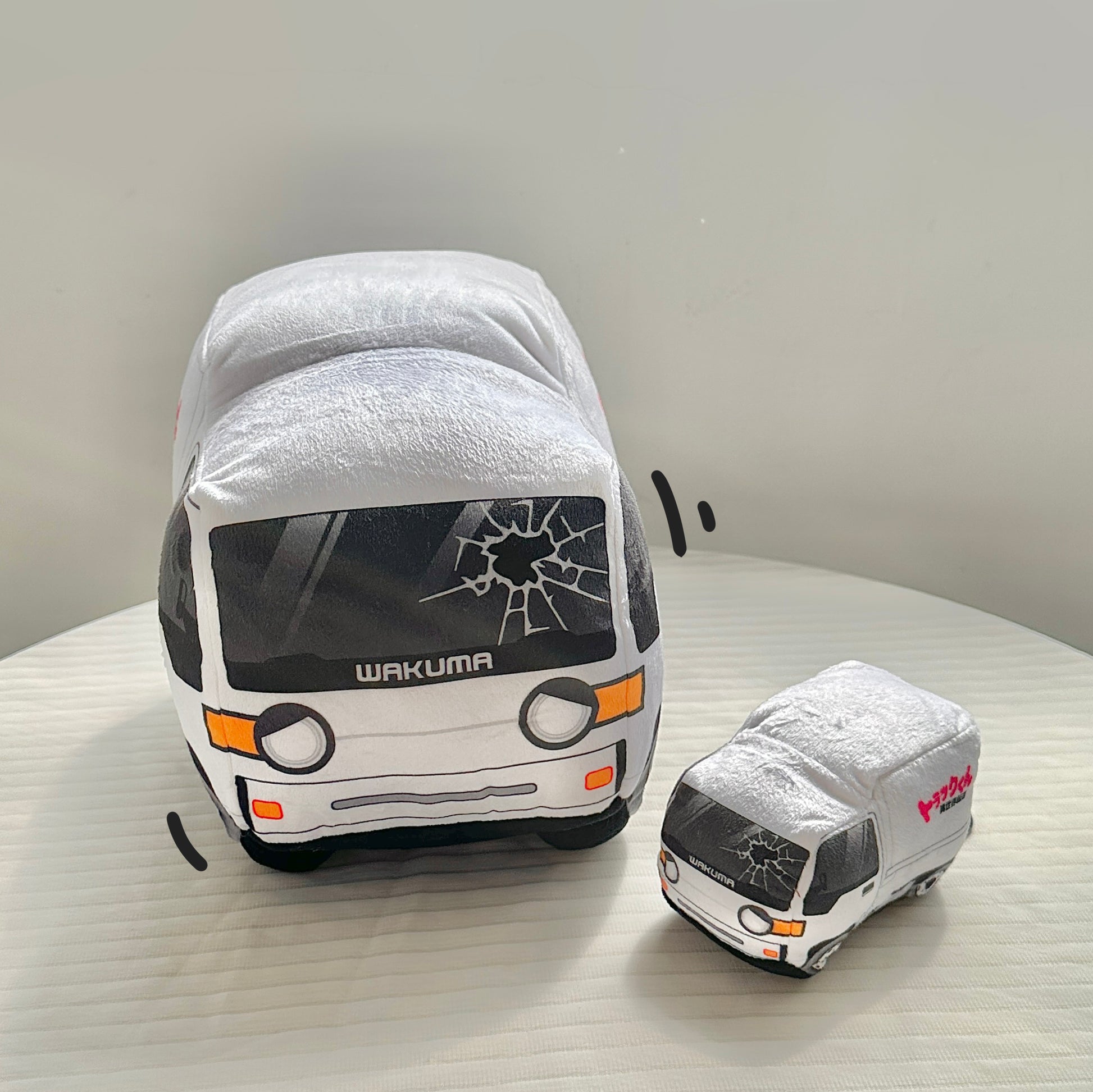 Truck-kun plushie by Wakuma – anime-inspired truck-shaped isekai plush, soft premium fabric, available in 30cm and 15cm sizes.